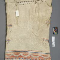 Hide Strap Dress with Painted Motifs and Beading