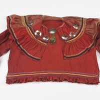 Turkey Red Blouse with Silver Brooches