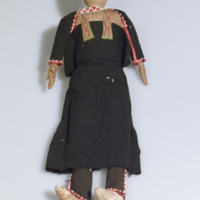 Cloth Doll Wearing Black Strap Dress Ensemble