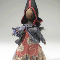 Corn Husk Doll with Cotton Dress and Shortgown