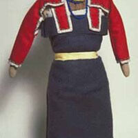 Female Doll Wearing Strap Dress with Pinked Hem