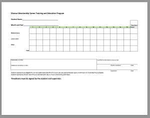 Screenshot of first page of student timesheet template