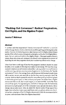 Wahman_Fleshing Out Consensus_Radical Pragmatism, Civil Rights, and the Algebra Project..pdf